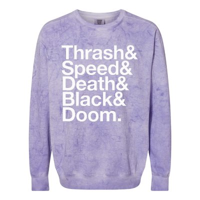 Heavy Metal Music Fan List Thrash Speed Doom Death Black Colorblast Crewneck Sweatshirt