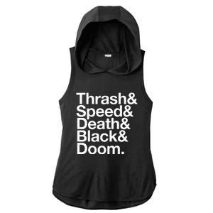 Heavy Metal Music Fan List Thrash Speed Doom Death Black Ladies PosiCharge Tri-Blend Wicking Draft Hoodie Tank