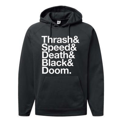 Heavy Metal Music Fan List Thrash Speed Doom Death Black Performance Fleece Hoodie