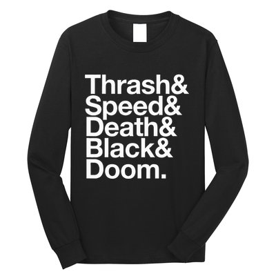 Heavy Metal Music Fan List Thrash Speed Doom Death Black Long Sleeve Shirt