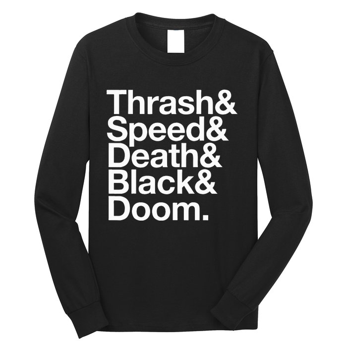 Heavy Metal Music Fan List Thrash Speed Doom Death Black Long Sleeve Shirt