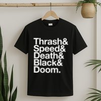 Heavy Metal Music Fan List Thrash Speed Doom Death Black T-Shirt