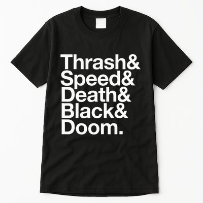 Heavy Metal Music Fan List Thrash Speed Doom Death Black Tall T-Shirt