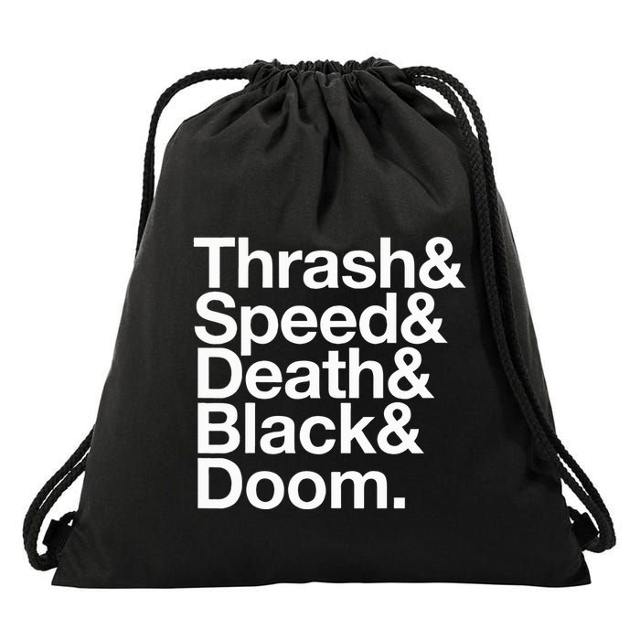 Heavy Metal Music Fan List Thrash Speed Doom Death Black Drawstring Bag
