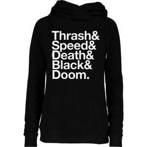 Heavy Metal Music Fan List Thrash Speed Doom Death Black Womens Funnel Neck Pullover Hood