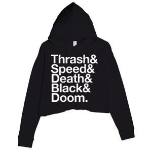 Heavy Metal Music Fan List Thrash Speed Doom Death Black Crop Fleece Hoodie