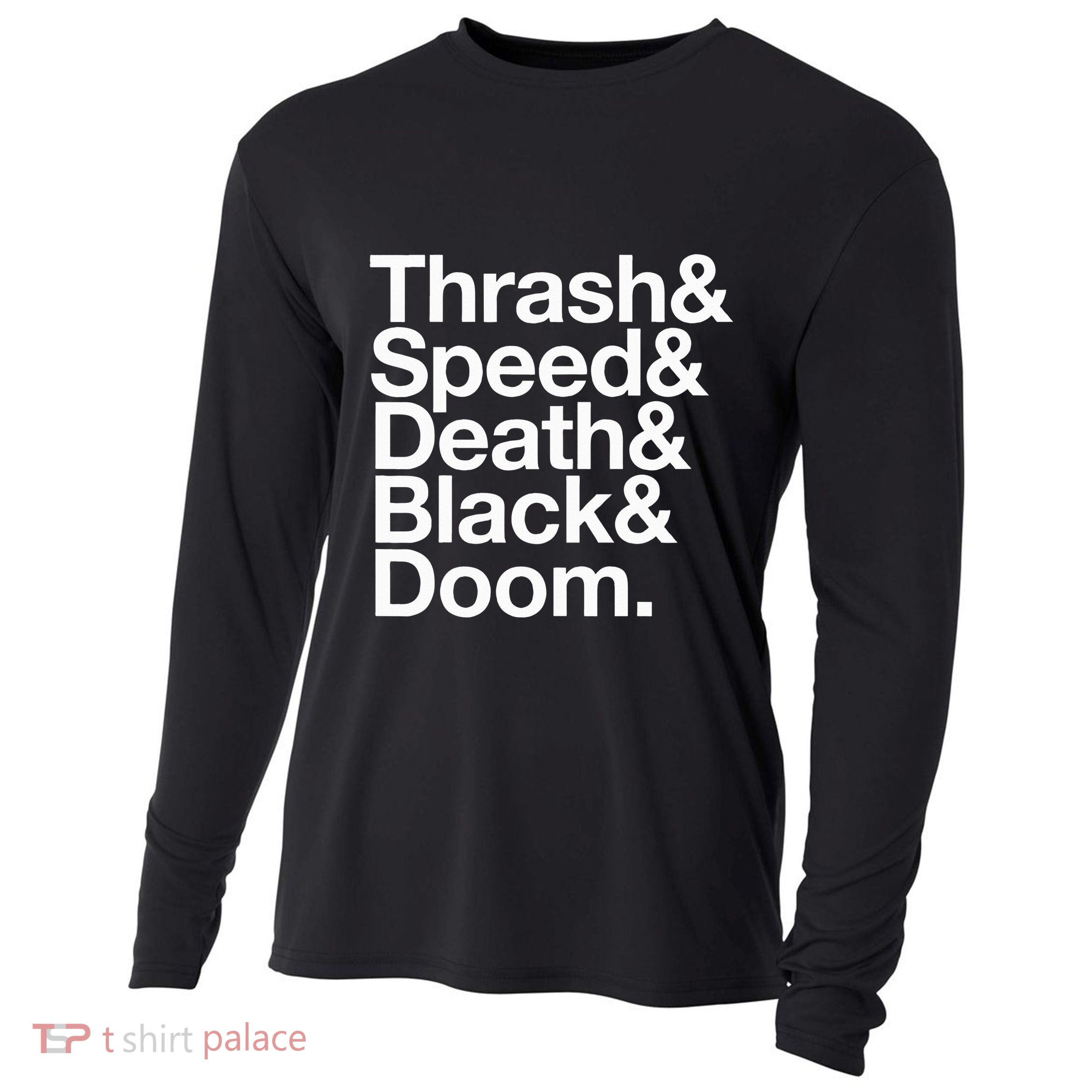 Heavy Metal Music Fan List Thrash Speed Doom Death Black Cooling Performance Long Sleeve Crew