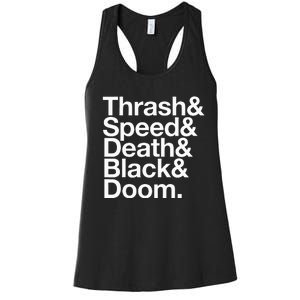 Heavy Metal Music Fan List Thrash Speed Doom Death Black Women's Racerback Tank