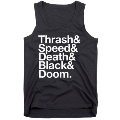 Heavy Metal Music Fan List Thrash Speed Doom Death Black Tank Top