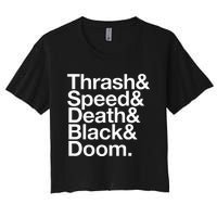 Heavy Metal Music Fan List Thrash Speed Doom Death Black Women's Crop Top Tee