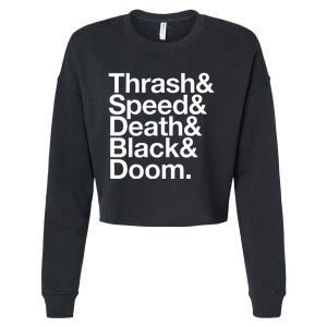 Heavy Metal Music Fan List Thrash Speed Doom Death Black Cropped Pullover Crew