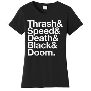 Heavy Metal Music Fan List Thrash Speed Doom Death Black Women's T-Shirt