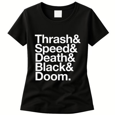 Heavy Metal Music Fan List Thrash Speed Doom Death Black Womens T-Shirt
