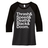 Heavy Metal Music Fan List Thrash Speed Doom Death Black Women's Tri-Blend 3/4-Sleeve Raglan Shirt