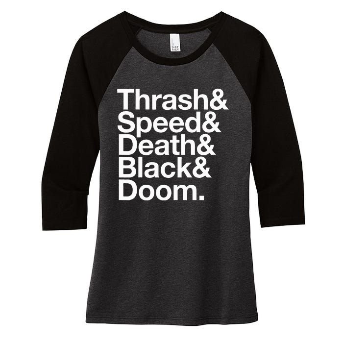 Heavy Metal Music Fan List Thrash Speed Doom Death Black Women's Tri-Blend 3/4-Sleeve Raglan Shirt