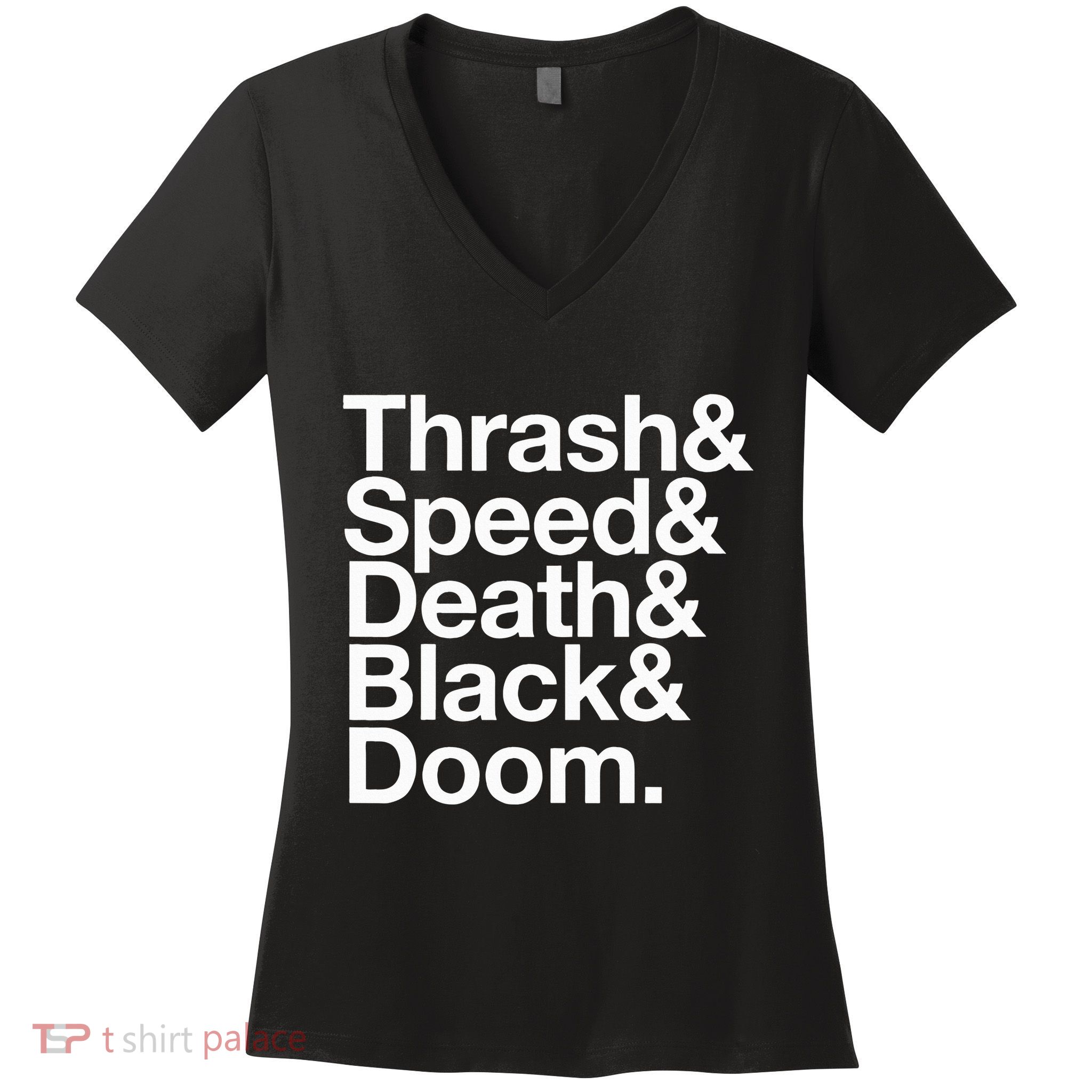 Heavy Metal Music Fan List Thrash Speed Doom Death Black Women's V-Neck T-Shirt