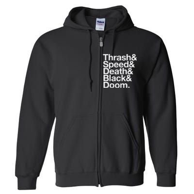 Heavy Metal Music Fan List Thrash Speed Doom Death Black Full Zip Hoodie