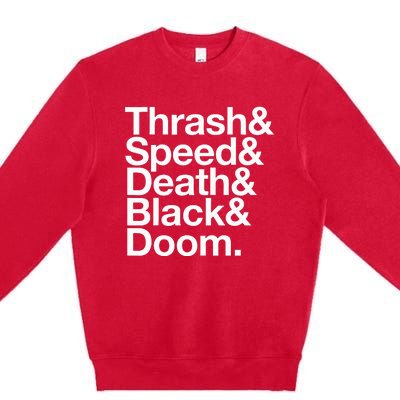 Heavy Metal Music Fan List Thrash Speed Doom Death Black Premium Crewneck Sweatshirt