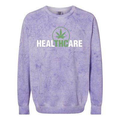 Healthcare Medical Marijuana Weed Leaf Funny Happy 420 Day Colorblast Crewneck Sweatshirt