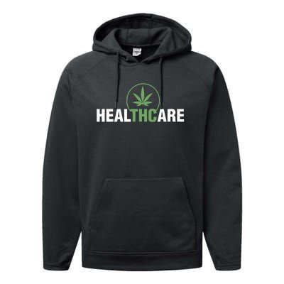 Healthcare Medical Marijuana Weed Leaf Funny Happy 420 Day Performance Fleece Hoodie