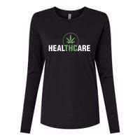 Healthcare Medical Marijuana Weed Leaf Funny Happy 420 Day Womens Cotton Relaxed Long Sleeve T-Shirt