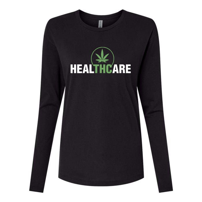 Healthcare Medical Marijuana Weed Leaf Funny Happy 420 Day Womens Cotton Relaxed Long Sleeve T-Shirt