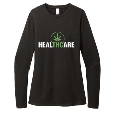 Healthcare Medical Marijuana Weed Leaf Funny Happy 420 Day Womens CVC Long Sleeve Shirt