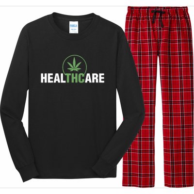 Healthcare Medical Marijuana Weed Leaf Funny Happy 420 Day Long Sleeve Pajama Set