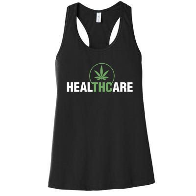 Healthcare Medical Marijuana Weed Leaf Funny Happy 420 Day Women's Racerback Tank