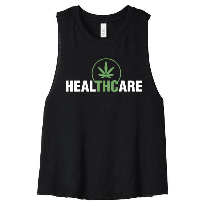 Healthcare Medical Marijuana Weed Leaf Funny Happy 420 Day Women's Racerback Cropped Tank