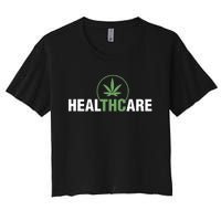 Healthcare Medical Marijuana Weed Leaf Funny Happy 420 Day Women's Crop Top Tee