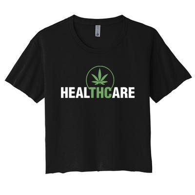 Healthcare Medical Marijuana Weed Leaf Funny Happy 420 Day Women's Crop Top Tee