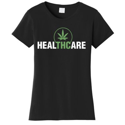 Healthcare Medical Marijuana Weed Leaf Funny Happy 420 Day Women's T-Shirt