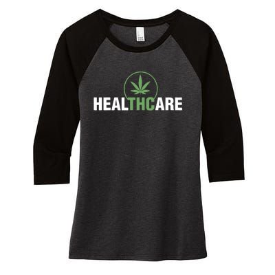 Healthcare Medical Marijuana Weed Leaf Funny Happy 420 Day Women's Tri-Blend 3/4-Sleeve Raglan Shirt