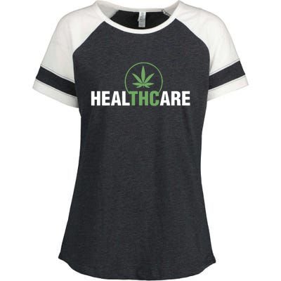 Healthcare Medical Marijuana Weed Leaf Funny Happy 420 Day Enza Ladies Jersey Colorblock Tee