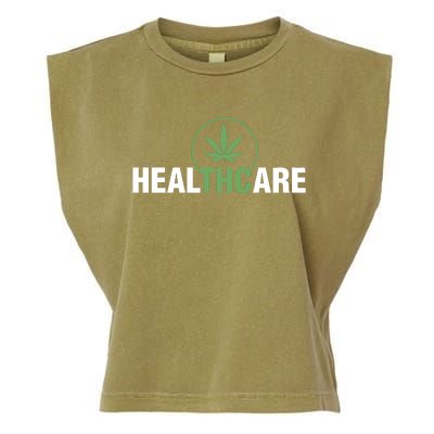 Healthcare Medical Marijuana Weed Leaf Funny Happy 420 Day Garment-Dyed Women's Muscle Tee