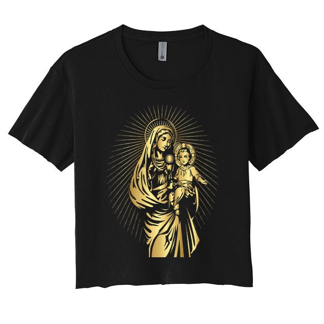 Holy Mother Mary Mother of Jesus Vintage Catholic Crop Top