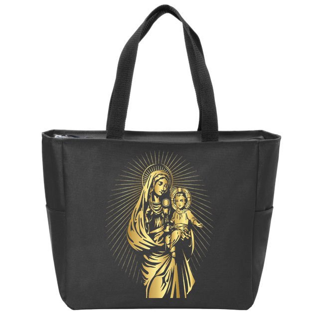 Holy Mother Mary Mother of Jesus Vintage Catholic Zip Tote Bag