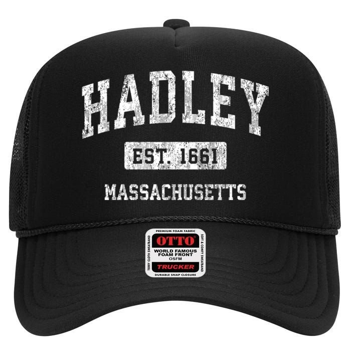 Hadley Massachusetts Ma Vintage Sports High Crown Mesh Back Trucker Hat