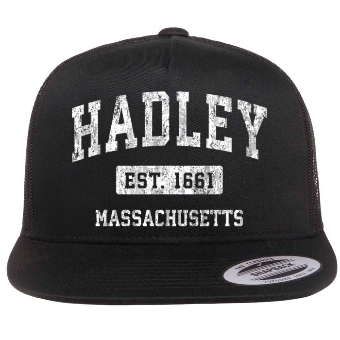 Hadley Massachusetts Ma Vintage Sports Flat Bill Trucker Hat