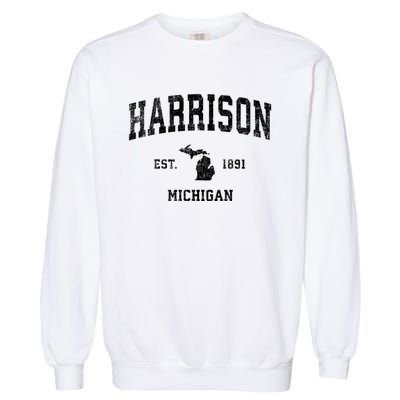 Harrison Michigan Mi Vintage Established Sports Design Garment-Dyed Sweatshirt