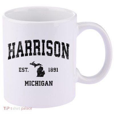 Harrison Michigan Mi Vintage Established Sports Design 11oz C Handle Ceramic Mug