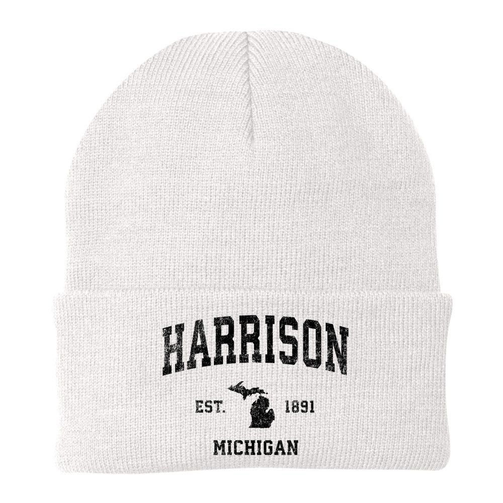 Harrison Michigan Mi Vintage Established Sports Design Beanie