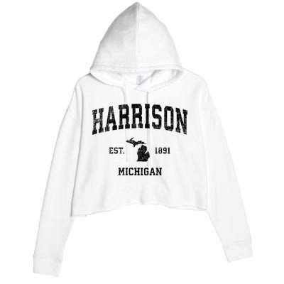 Harrison Michigan Mi Vintage Established Sports Design Crop Fleece Hoodie