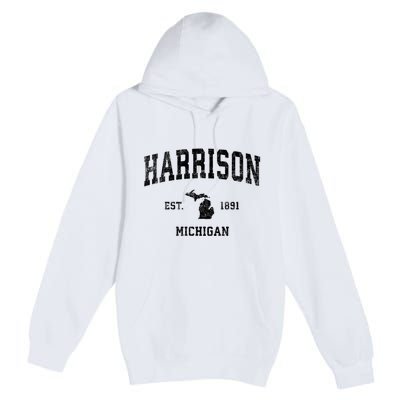 Harrison Michigan Mi Vintage Established Sports Design Premium Pullover Hoodie