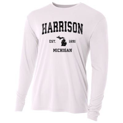 Harrison Michigan Mi Vintage Established Sports Design Cooling Performance Long Sleeve Crew