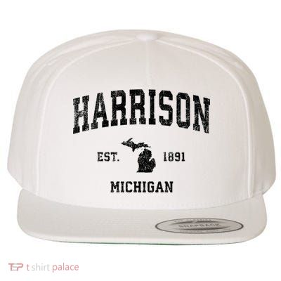 Harrison Michigan Mi Vintage Established Sports Design Wool Snapback Cap