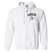 Harrison Michigan Mi Vintage Established Sports Design Full Zip Hoodie