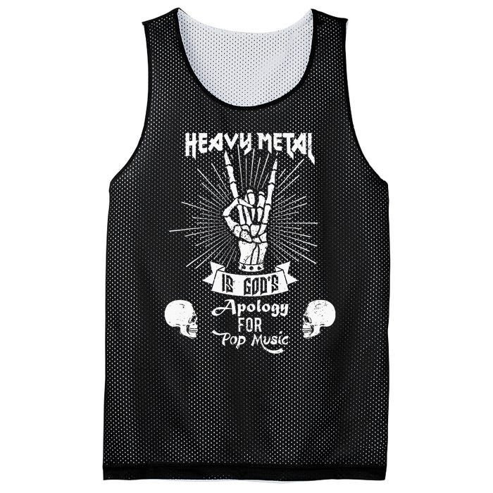 Heavy Metal Music Is Gods Apology Funny Pun Gift Mesh Reversible Basketball Jersey Tank