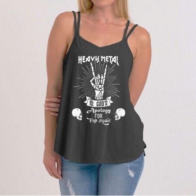 Heavy Metal Music Is Gods Apology Funny Pun Gift Women's Strappy Tank